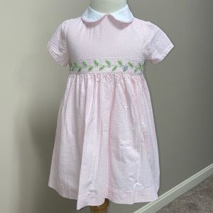 La cicogna 18m pink seersucker Peter Pan collar dress made in Italy 18m